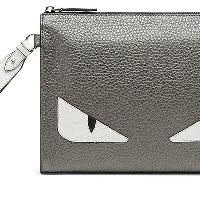 Fendi Flat Pouch In Gris