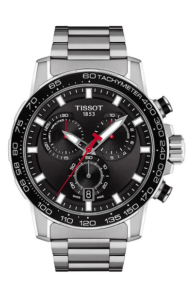 Tissot Men's Swiss Chronograph Supersport Stainless Steel Bracelet Watch 45.5mm In Black