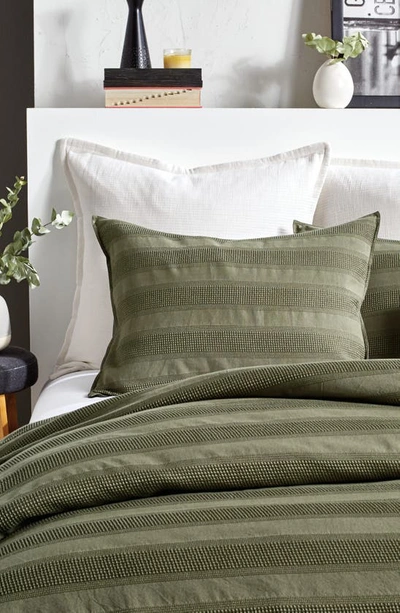Dkny Avenue Stripe Cotton Comforter & Sham Set In Olive