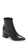 Steve Madden Nix Pointed Toe Bootie In Black Leather