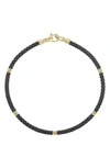 Lagos Gold & Black Caviar Rope Bracelet In Metallic Gold
