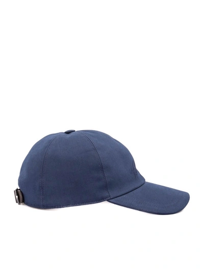 Brioni Denim Effect Cotton Baseball Hat In Blue