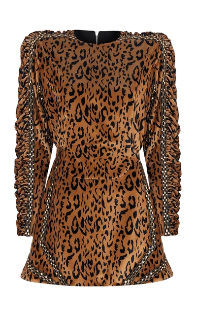 Raisa Vanessa Women's Leopard-print Velvet Mini Dress In Brown