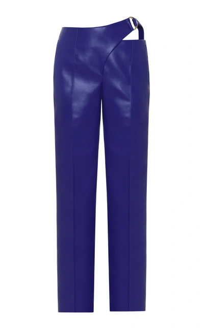 Aleksandre Akhalkatsishvili Cutout Faux Leather Pants In Blue