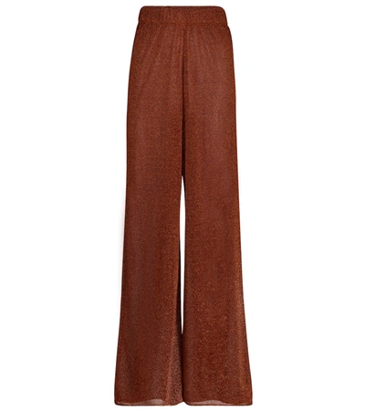 Oseree Oséree Lumière High-rise Wide-leg Pants In Brown