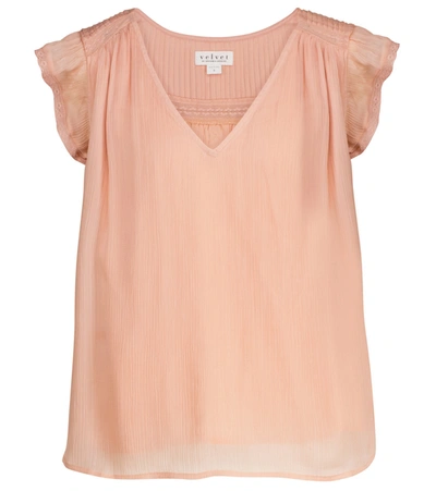 Velvet Isabelle Lace-trimmed Blouse In Pink
