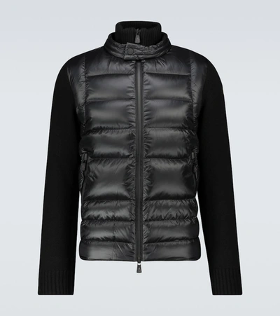 Moncler Down-filled Technical Cardigan In Black