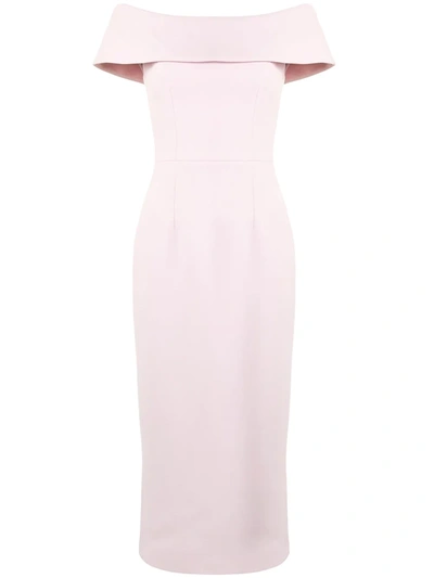 Rebecca Vallance Off-shoulder Fitted Dress In Pink