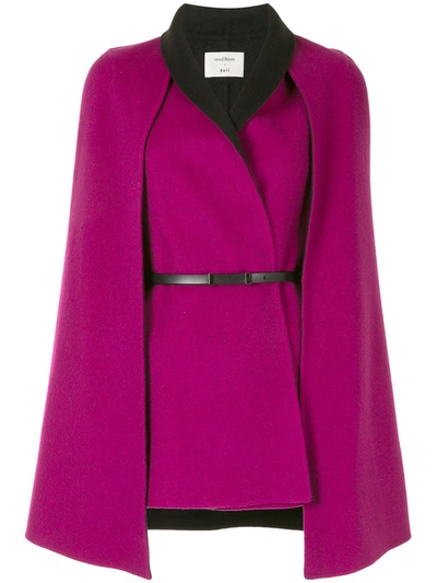 Onefifteen Belted Wool-blend Cape In Pink
