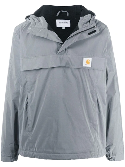 Carhartt Logo-print Windbreaker Jacket In Grey