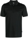 Hugo Boss Zip-neck Polo Shirt In Black