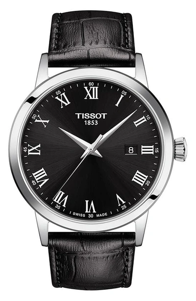 Tissot Men's Swiss Classic Dream Black Leather Strap Watch 42mm