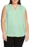 Vince Camuto V-neck Rumple Blouse In Moroccan Mint