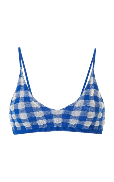 Jacquemus Valensole Knit Bra Top In Plaid