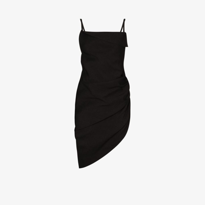 Jacquemus La Robe Saudade Hemp-blend Minidress In Nero