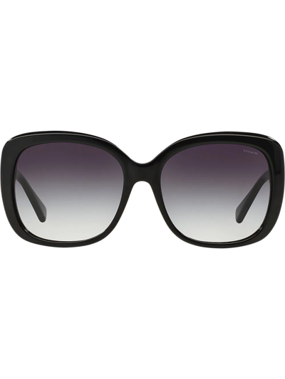 Coach Horse And Carriage Soft Square Sunglasses In Black/black Gunmetal Sig C