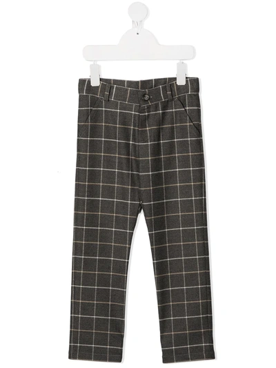 Tartine Et Chocolat Kids' Checked Straight-leg Trousers In Grey