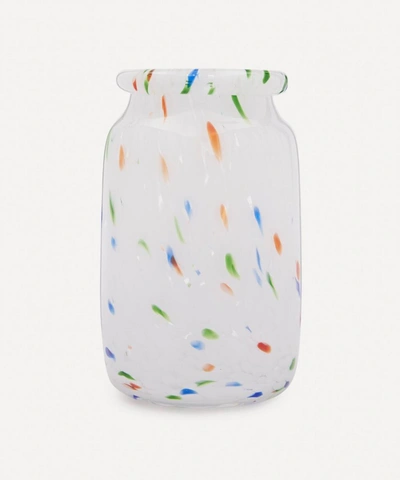 Hay White Dot Roll-neck Glass Splash Vase