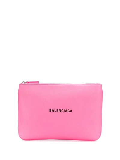 Balenciaga Logo Clutch Bag In Pink & Purple