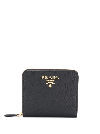 Prada Portafoglio Piccolo Lampo Logo In Black | ModeSens