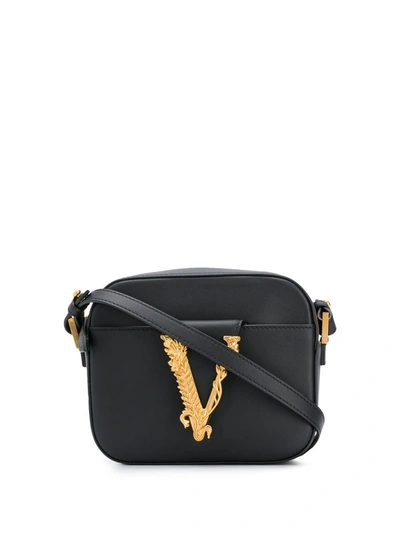 Versace Borsa A Spalla V Logo In Black