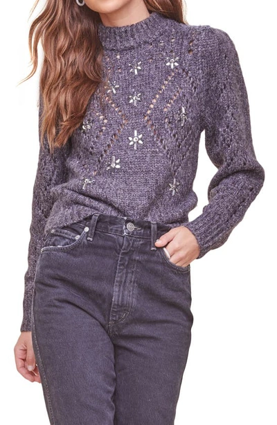 Astr Emma Embellished Sweater In Midnight