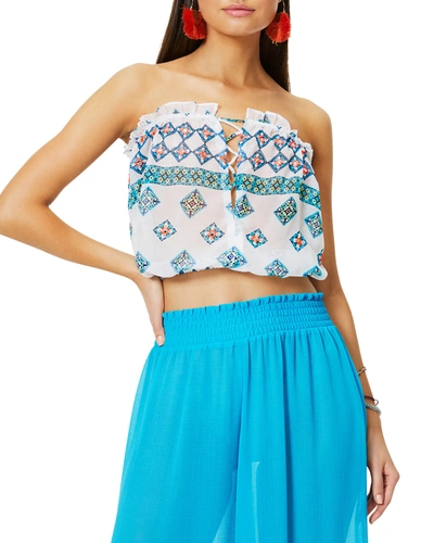 Ramy Brook Mika Geo-print Coverup Top In White Combo