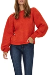 Vero Moda Diana Puff Sleeve Sweater In Red Clay