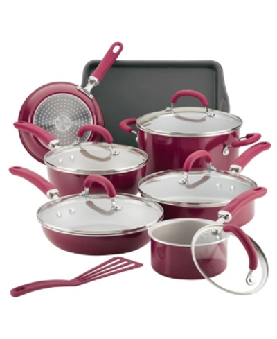 Rachael Ray Create Delicious Aluminum Nonstick 13-pc. Cookware Set In Burgundy Shimmer