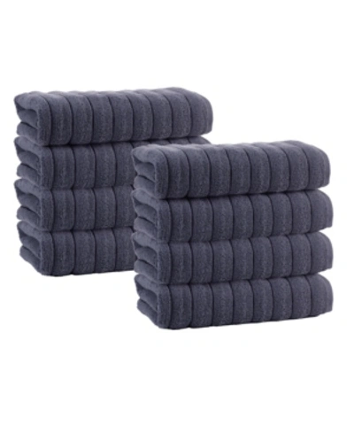 Enchante Home Vague 8-pc. Hand Towels Turkish Cotton Towel Set Bedding In Dark Grey