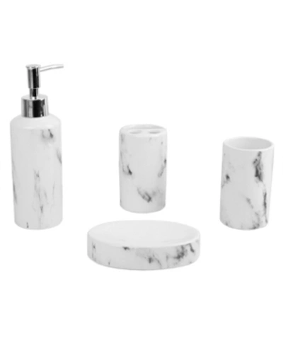 Home Basics Marble Bath Accessory 4 Piece Set Bedding In White