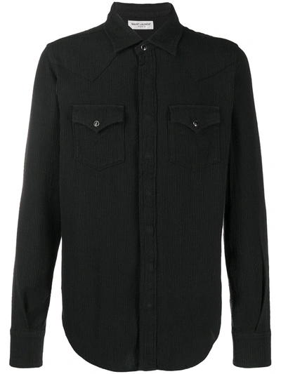 Saint Laurent Slim Western Shirt In Black