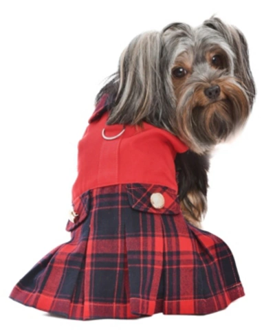 Parisian Pet Scottish Plaid Pleated Dog Dress In Red