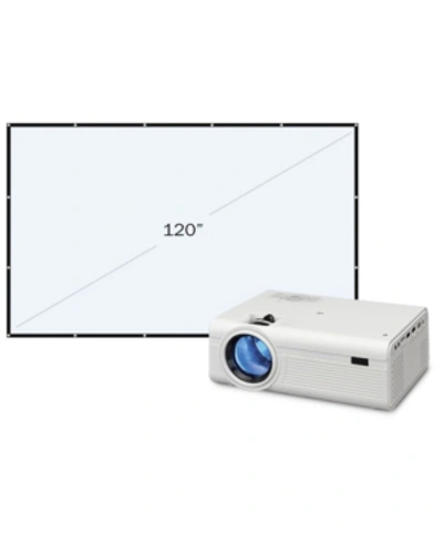 Gpx Mini Projector With Bluetooth And Projection Screen, Pj308vp In White