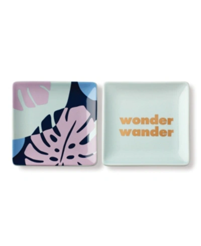 Kate Spade New York Sweet Talk Wonder Wander Dishes, Set Of 2 In Pink/blue