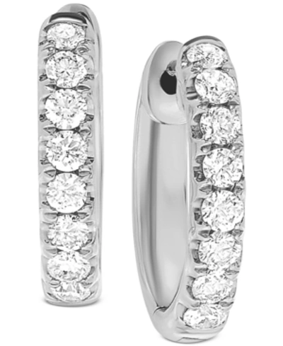 Macy's Diamond (1/2 Ct. T.w.) Small Hoop Earrings In 14k White Gold Or 14k Gold, 1/2"