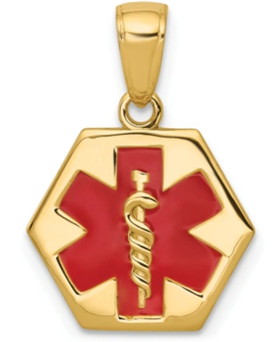 Macy's Medical Info Hexagon Charm Pendant In 14k Gold In Yellow Gold