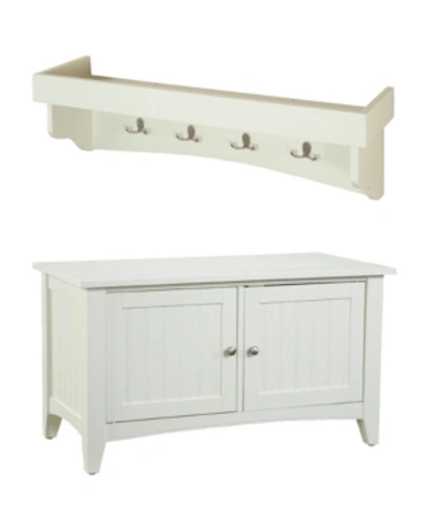 Alaterre Furniture Shaker Cottage Tray Shelf Coat Hook With Cabinet Bench Set In Ivory