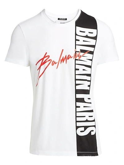 Balmain Men's Printed T-shirt In Black White