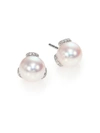 Mikimoto Women's Classic 8mm White Cultured Pearl, Diamond & 18k White Gold Stud Earrings