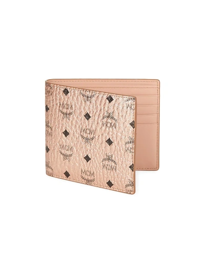 Mcm Men's Monogram Bi-fold Wallet In Champagne