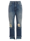 Dolce & Gabbana Women's Cropped Distressed Boyfriend Jeans In Blue Denim