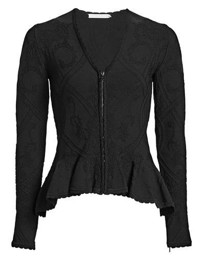 Jonathan Simkhai Women's Jacquard V-neck Peplum Jacket In Black