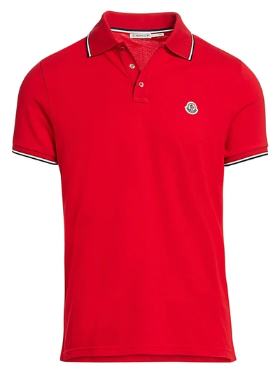 Moncler Men's Jersey Polo In Red