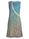 Akris Punto Solar-print Sleeveless Flounce-hem Dress In Sand Lake