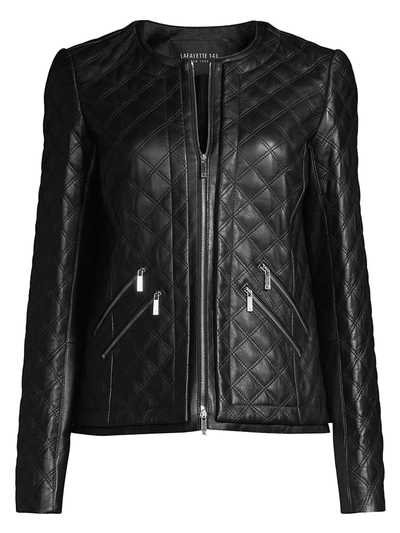 Lafayette 148 Women's Tanner Leather Quilted Jacket In Black