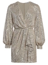 Amen Women's Faux-wrap Sequin Mini Dress In Platinum