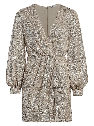 Amen Women's Faux-wrap Sequin Mini Dress In Platinum