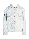 Off-white Men's Fence Graphic Print Jean Jacket In Bleach Light Blue