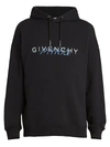 Givenchy Men's Logo Embroidered Hoodie In Black